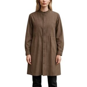 Prairie Modest Shades of Grey by Micah Cohen Houndstooth Designer Med Tan Dress